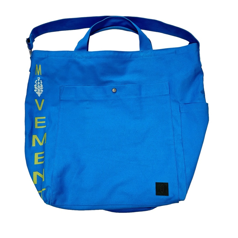 Free People Bright Blue Canvas Tote with Lime Accent